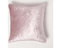 Homescapes decoratieve kussenhoes van geplet fluweel in roze, 60 x 60 cm