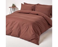 Homescapes Dekbedovertrek 155x220 cm Eenpersoons – Chocoladebruin – 100% Egyptisch Perkal Katoen – 200 TC – Inclusief Kussensloop