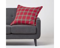 Homescapes Edward Red Tartan kussenhoes 60 x 60 cm