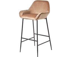 Homescapes - Eton barkruk - fluwelen barkruk met rugleuning 103cm - beige