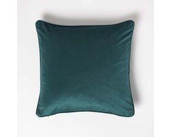 Homescapes fluwelen kussenhoes groen met bies, 46 x 46 cm
