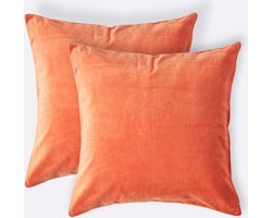 Homescapes fluwelen kussenhoes set van 2 in oranje, 40 x 40 cm