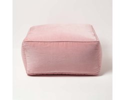 Homescapes fluwelen poef roze – zitzak vierkant, 60x60x27 cm