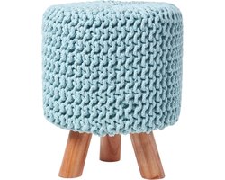 Homescapes gebreide poef, 42 cm hoog, lichtblauw