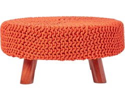 Homescapes gebreide voetenbank, 30 cm hoog, oranje
