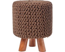 Homescapes Gebreide voetenbank, 42 ​​cm hoog, bruin