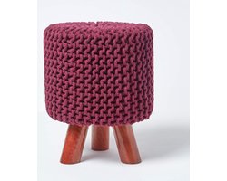 Homescapes gebreide voetenbank, 42 ​​cm hoog, pruim