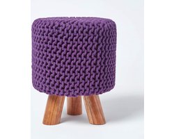 Homescapes Gebreide Voetenbank 42cm Hoog Paars