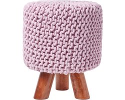 Homescapes Gebreide Voetenbank 42cm Hoog Roze