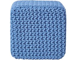Homescapes Gebreide zitkubus 100% katoen, blauw