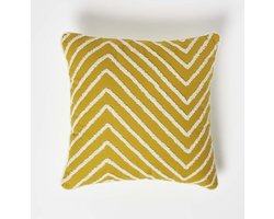 Homescapes Getufte Kissen senfgelb 45 x 45 cm – Dekokissen Chevron-Muster
