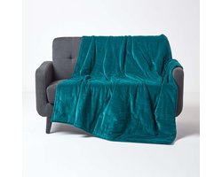 Homescapes Gewatteerde fluwelen deken petrolgroen – bedsprei van katoenfluweel, 125 x 150 cm