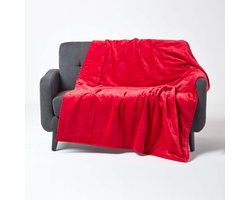 Homescapes Gewatteerde fluwelen deken rood – sprei van katoenfluweel, 150 x 200 cm