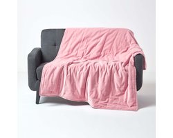 Homescapes Gewatteerde fluwelen deken roze – sprei van katoenfluweel , 125 x 150 cm