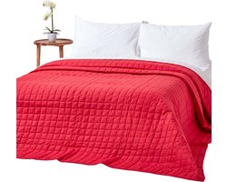 Homescapes Gewatteerde sprei van 100% katoen, rood/wit, 150 x 200 cm