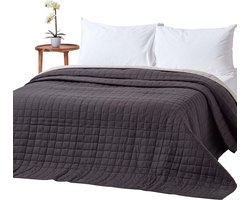 Homescapes Gewatteerde sprei van 100% katoen, zwart/grijs, 150 x 200 cm