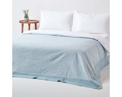 Homescapes Gingham Bedsprei Blauw 150 x 200 cm
