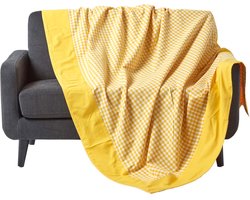 Homescapes Gingham Bedsprei Geel 150 x 200 cm