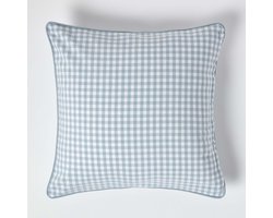 Homescapes Gingham katoenen kussenhoes 60 x 60 cm blauw