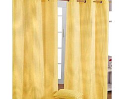 Homescapes gordijnen boerenruit geel set van 2 228 x 137 cm