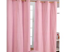 Homescapes gordijnen met oogjes gingangroze in een set van 2, 228 x 137 cm