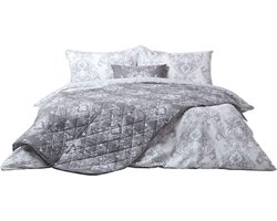 Homescapes Grijze Toile de Jouy Bedsprei 200 x 200 cm