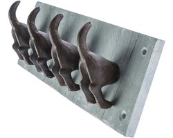 Homescapes hakenrek 4 hondenstaarten kapstokken op leisteen 2200g