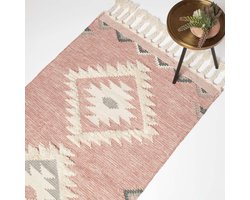 Homescapes handgeweven kelimkleed Pali - 160 x 230 cm, rozegrijs patroon