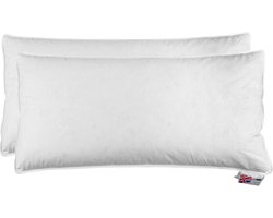 Homescapes Hoofdkussens 40x80 cm – Set van 2 – Medium Zacht – 100% Eendenveren – Anti-Allergisch – Voor Zijslaper & Nekklachten – Oeko‑Tex Gecertificeerd