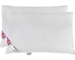 Homescapes Hoofdkussens 50x70 cm – Set van 2 – Medium Zacht – 100% Eendenveren – Anti-Allergisch – Voor Zijslaper & Nekklachten – Oeko‑Tex Gecertificeerd