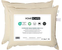 Homescapes Hoofdkussens 60x70 cm – Set van 2 – GOTS Biokatoen & Supermicrovezel – OEKO-TEX® – Hypoallergeen & Ademend – Voor Rug- & Zijslapers