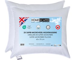 Homescapes Hoofdkussens 60x70 cm – Set van 2 – Supermicrovezel – Hypoallergeen – Voor Zijslaper & Nekklachten