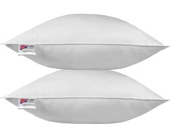 Homescapes Hoofdkussens 80x80 cm – Set van 2 – Medium Zacht – Ganzenveren & Dons – Anti-Allergisch – Voor Zijslaper & Nekklachten – OEKO‑TEX®, RDS Gecertificeerd