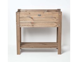 Homescapes Houten verhoogd bed met plank - Bruin, 78 cm hoog