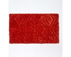Homescapes Ikat antislip dieppolige badmat 100% katoen, oranje
