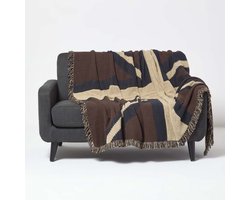 Homescapes Jacquard deken Union Jack Limited Edition – 100% katoen, omgekeerde kleurstelling, 150 x 200 cm