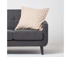 Homescapes katoenen kussenhoes met sterren, beige, 60 x 60 cm