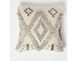 Homescapes Kelim kussen Alta crème witgrijs - kussen 45 x 45 cm met vulling