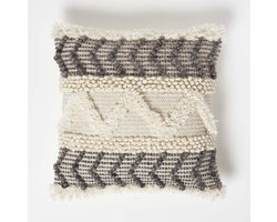 Homescapes Kelim kussen Lindi crèmegrijs - kussen 45 x 45 cm met vulling