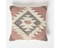 Homescapes Kelim kussen Pali roze-grijs - kussen 45 x 45 cm met vulling