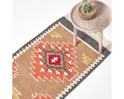Homescapes Kilim loper Jaipur 66x200 cm – handgeweven tapijt van wol en katoen