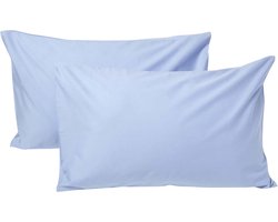Homescapes Kinder Kussensloop 40x60 cm – Set van 2 – Uni Blauw – Egyptisch Katoen – OEKO-TEX®