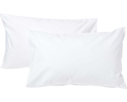 Homescapes Kinder Kussensloop 40x60 cm – Set van 2 – Uni Wit – Egyptisch Katoen – OEKO-TEX®