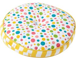 Homescapes kindervloerkussen rond 100% katoen met polyester vulling kleurrijke stippen Ø 43 cm