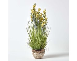 Homescapes kunstbloemen lavendel in bruine pot, geel, 66 cm hoog