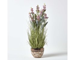 Homescapes kunstbloemen lavendel in bruine pot, roze, 66 cm hoog