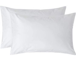Homescapes Kussensloop 50x75 cm Set van 2 – Wit – 100% Egyptisch Perkal Katoen – 200 TC