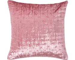 Homescapes Luxe roze geplet fluwelen kussenhoes 40 x 40 cm