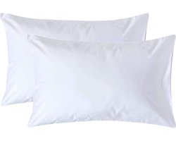 Homescapes Luxe Satijn Kussensloop 50x75 cm – Wit – Set van 2 – 100% Egyptisch Katoen Satijn – Draaddichtheid 1000