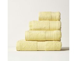 Homescapes luxe zeepdoekjes set van 4 geel 30x30cm, Egyptisch katoen 500g/m²